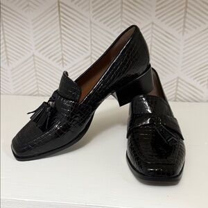 Donald J. Pliner Black Croc-Embossed Loafers